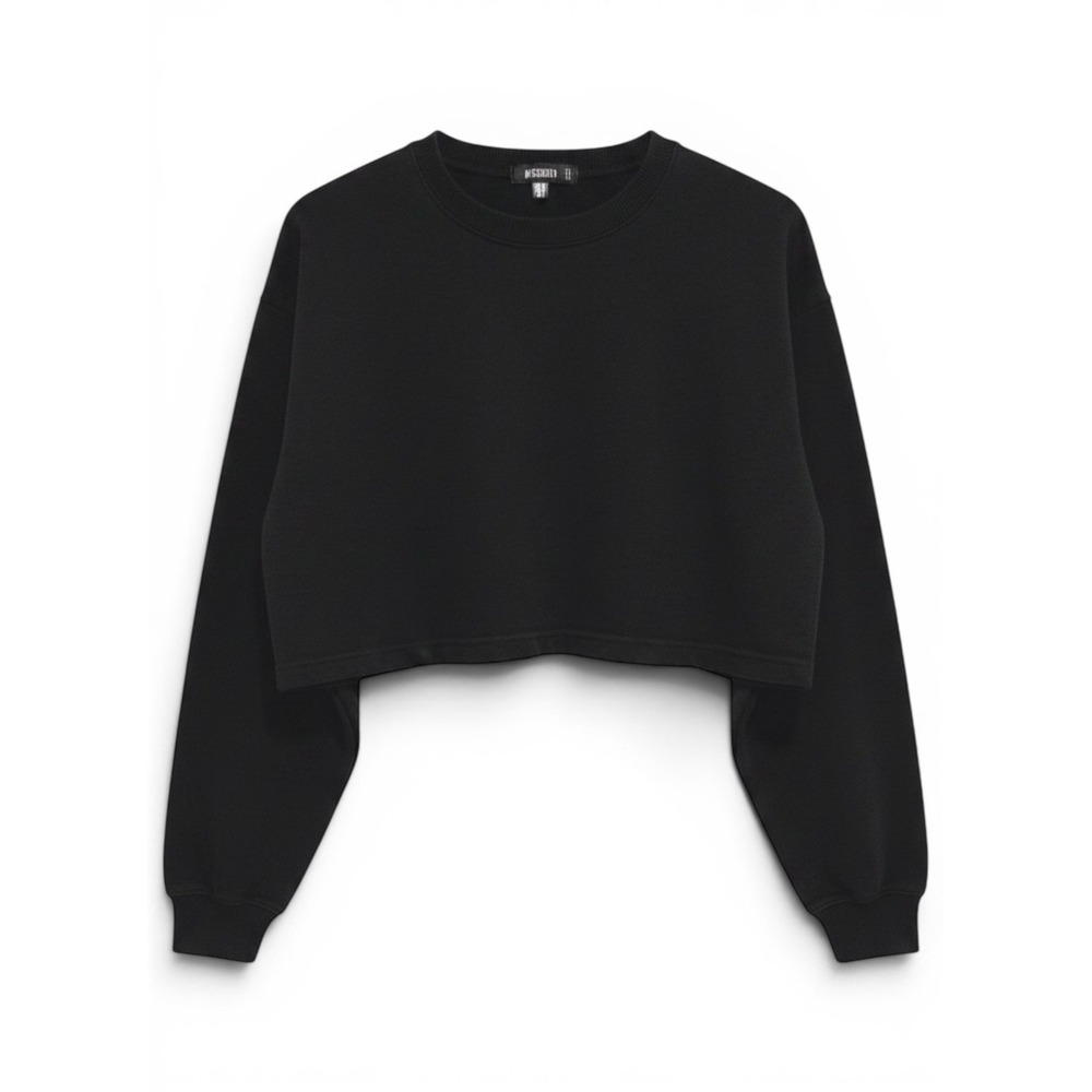 Missguided Cropped Sweatshirt‎ Women Size 6 Goth Grunge Black Sporty Athleisure